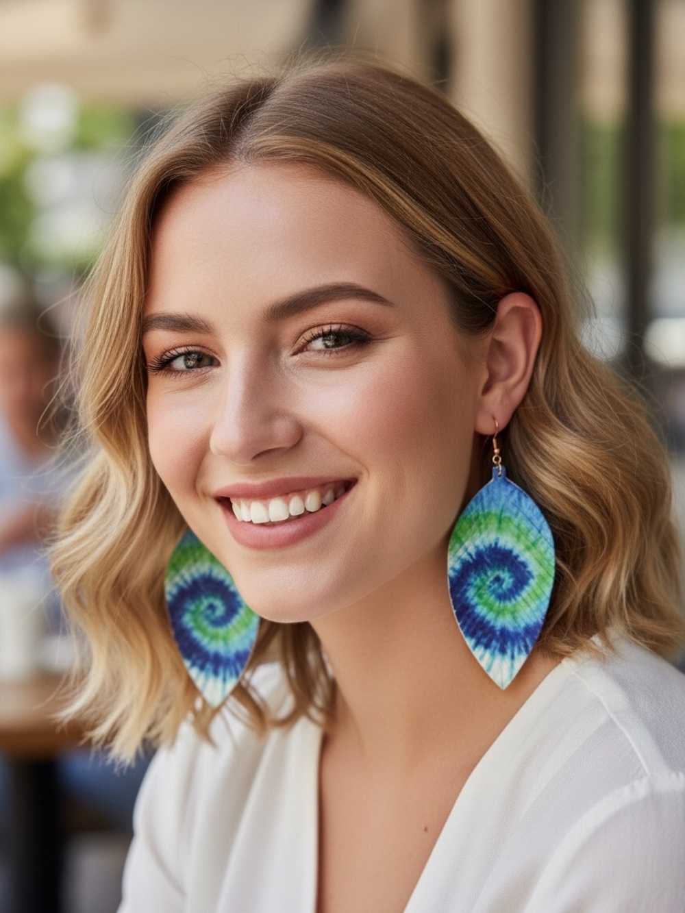Tie-Dye Leather Feather Leaf Earrings